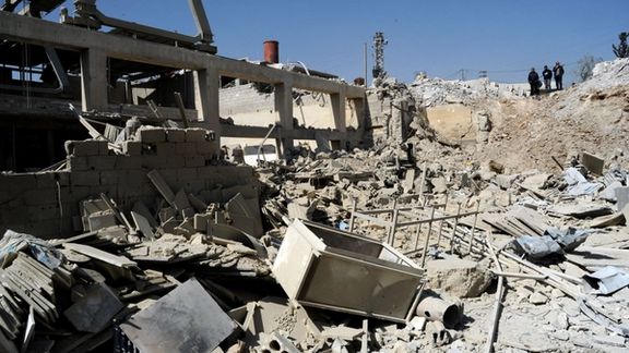 A general view shows damage after Syria State Media reported an Israeli attack in Damascus, Syria, in this handout released by SANA on March 7, 2022.