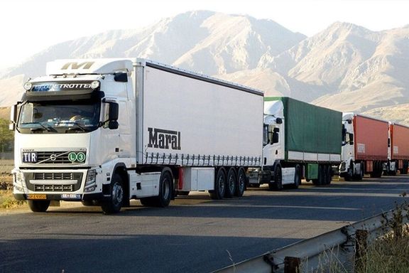 Iranian trucks on the road from Iran to Armenia and north.