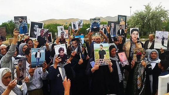 A group of family members of slain Iranian protestors in Kurdistan, Iran.