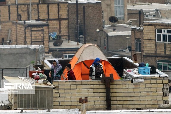 File photo of a tent on the roof of an apartment building in Tehran