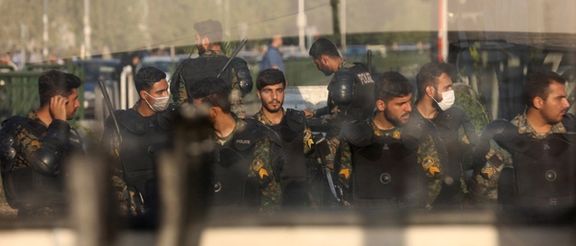 Iran's riot police forces stand in a street in Tehran, Iran October 3, 2022.