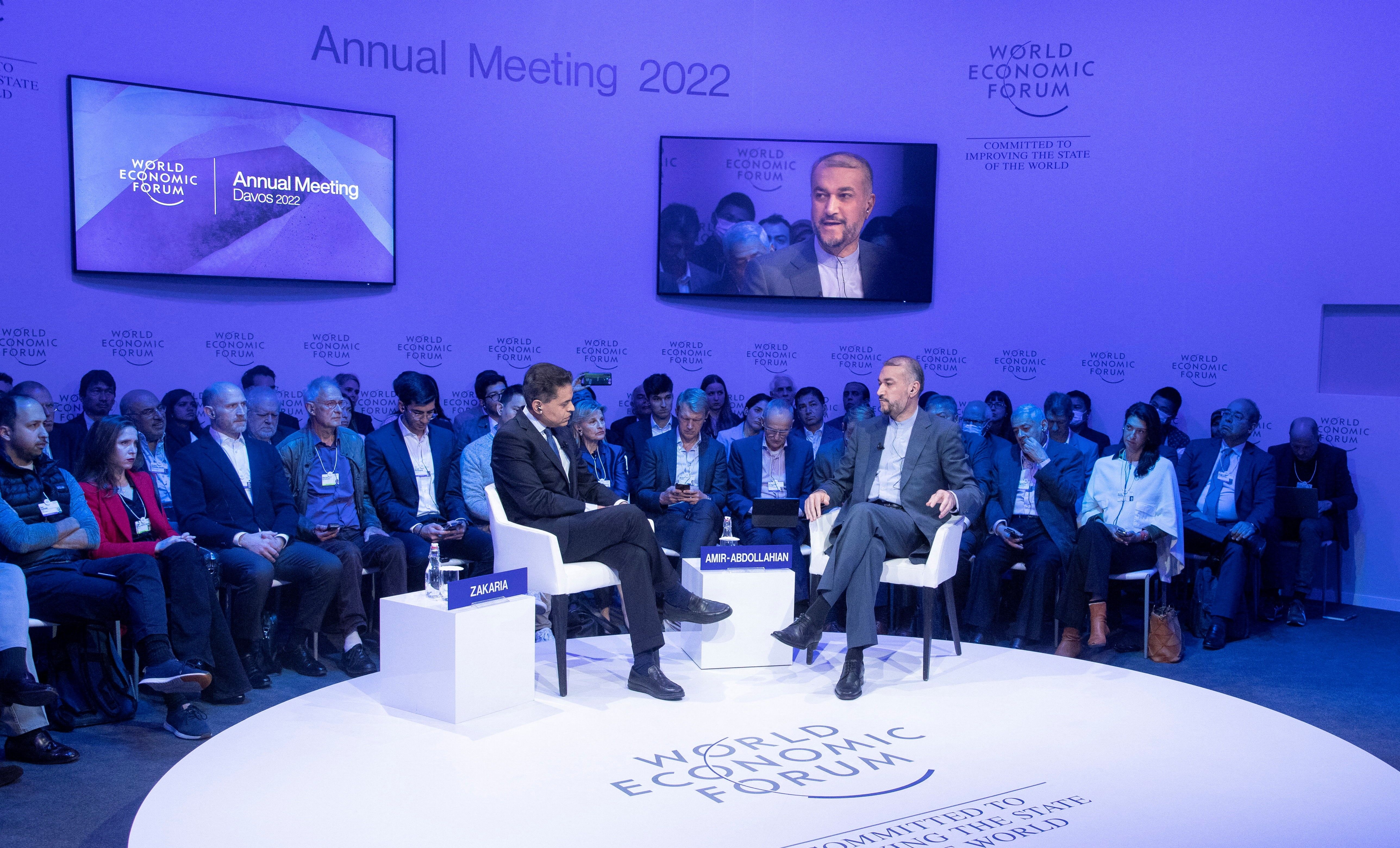 Amir-Abdollahian and Farid Zakaria in Davos. May 26, 2022