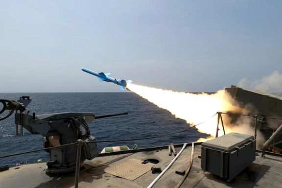 An Iranian missile is launched during a military exercise in an undisclosed location in Iran, August 20, 2025.