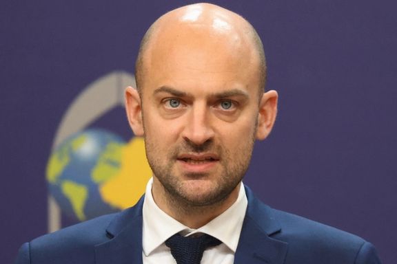 French Foreign Minister Jean-Noel Barrot speaks during a joint press conference with Iraqi counterpart Fuad Hussein (not pictured) at the Ministry of Foreign Affairs in Baghdad, Iraq, April 23, 2025.