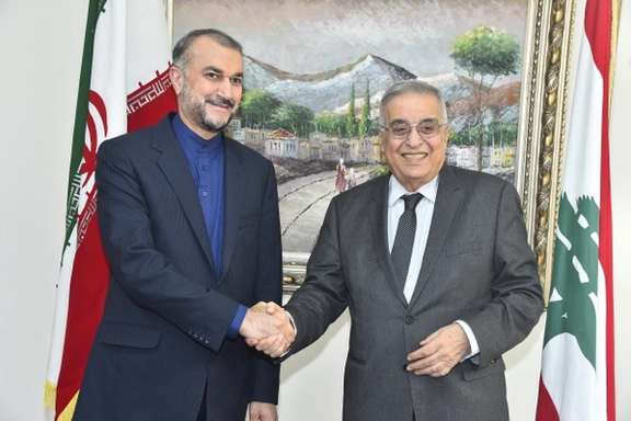 Iranian Foreign Minister Hossein Amir-Abdollahian meets with Lebanese Foreign Minister Abdallah Bou Habib in Beirut, March 24, 2022.