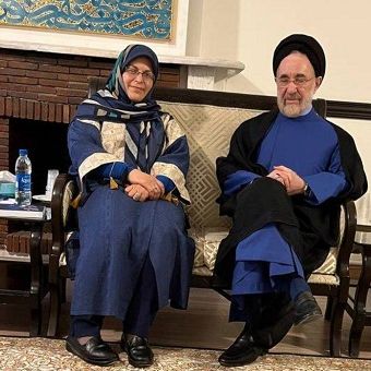 Azar Mansouri with former president Mohammad Khatami in June 2023