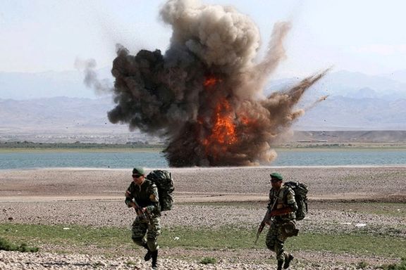Photo issued by the Iranian army showing military drills.