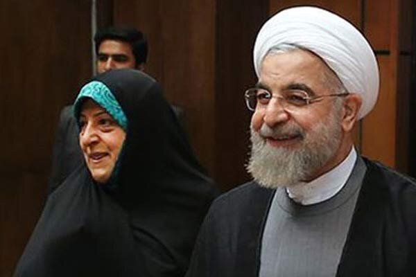 Former vice president Massoumeh Ebtekar and former president Hassan Rouhani 